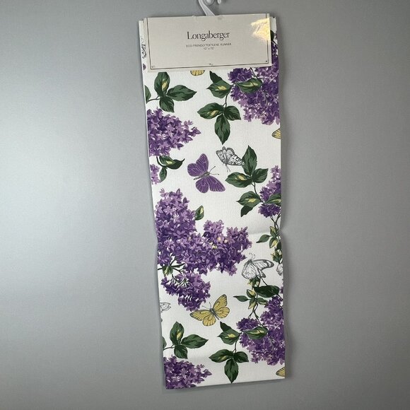 Longaberger Butterfly Hydrangea Flowers Eco-Friendly Textilene Table Runner New - Picture 1 of 7